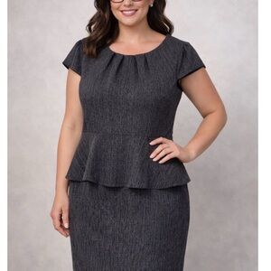 Elegant Gray Peplum Dress Size 10